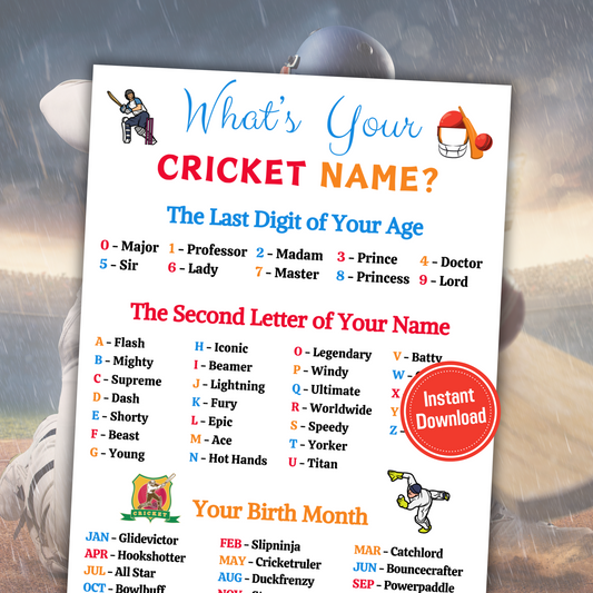 What's Your Cricket Name Game | Printable Cricket Name Generator