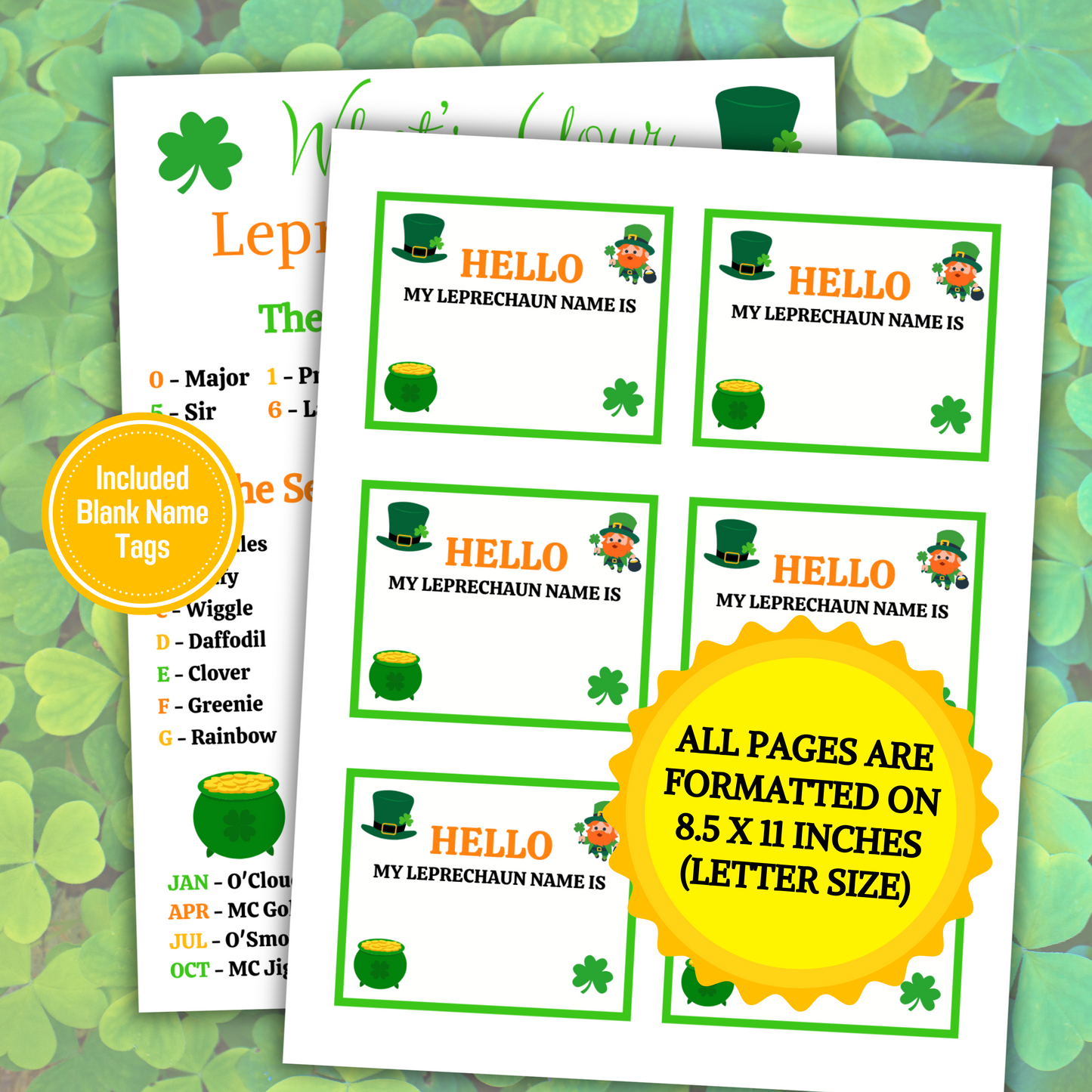 What's Your Leprechaun Name Game | Printable St. Patrick's Day Leprechaun Name Generator