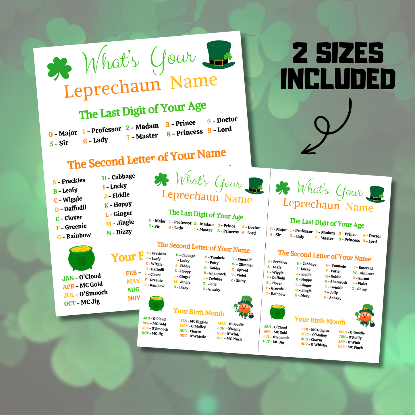 What's Your Leprechaun Name Game | Printable St. Patrick's Day Leprechaun Name Generator