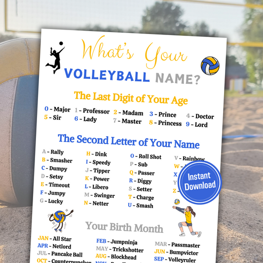 What's Your Volleyball Name Game | Printable Volleyball Name Generator
