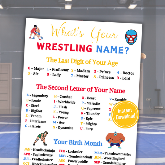 What's Your Wrestling Name Game | Printable Wrestling Name Generator
