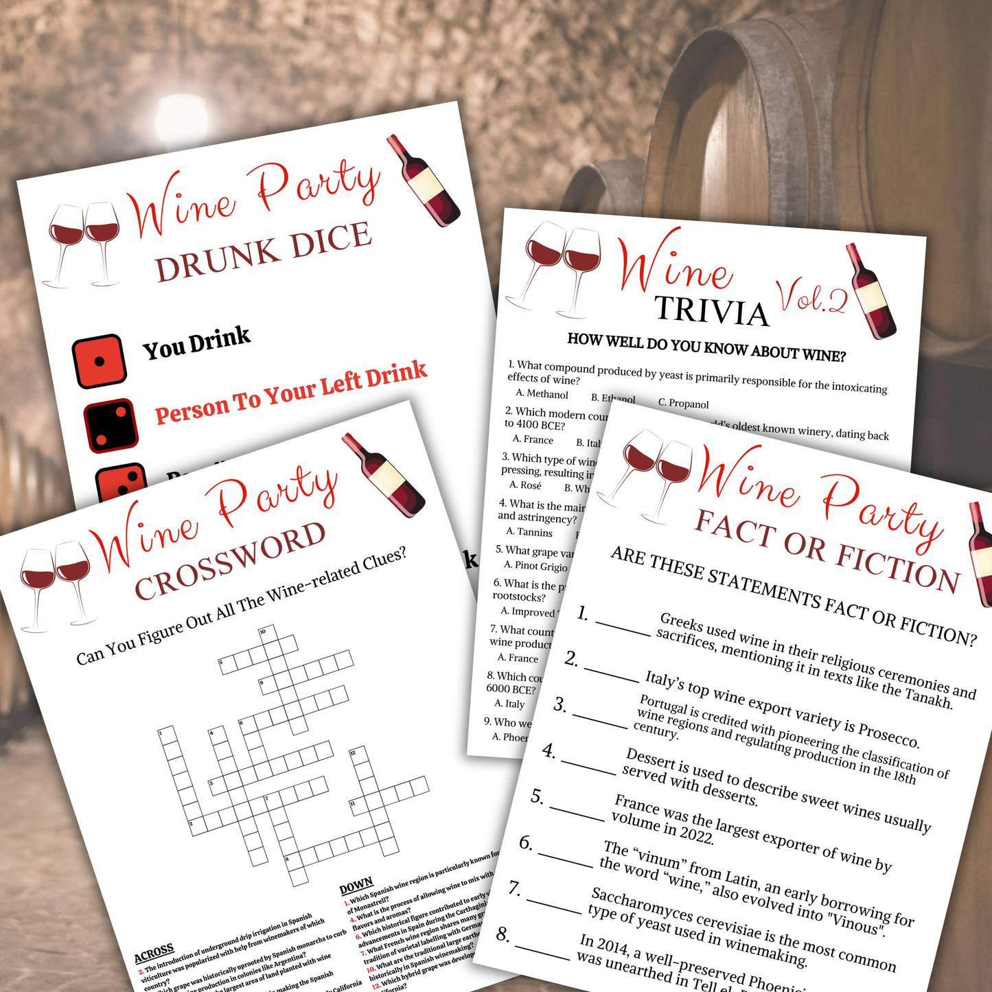 Wine Party Game Bundle | Printable 10 Wine Party Games BEST Price Bundle