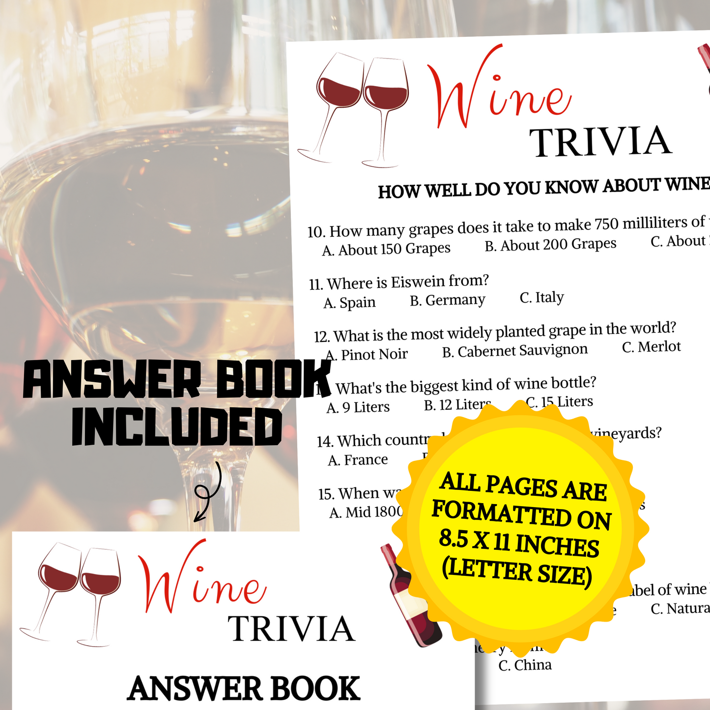 Wine Party Game Bundle | Printable 10 Wine Party Games BEST Price Bundle
