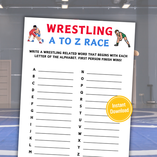 Wrestling A To Z Race Game | Printable Wrestling Team ABC Race Games