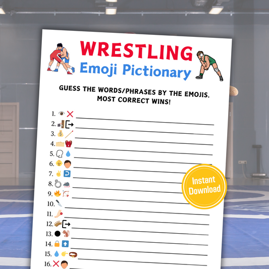 Wrestling Emoji Pictionary Game | Printable Wrestling Emoji Game