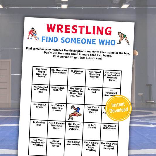 Wrestling Find Someone Who Game | Printable Wrestling Find The Guest Bingo