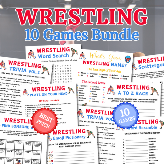 Wrestling Games Bundle | Printable Wrestling Party Game