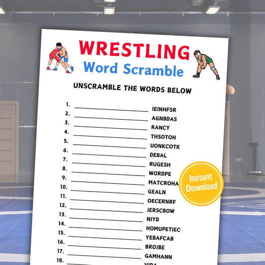 Wrestling Word Scramble Game | Minimalist Wrestling Team Think Fast Game