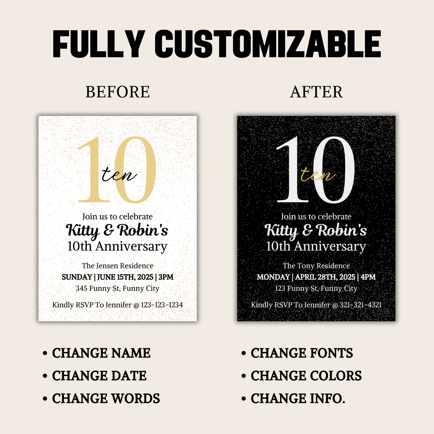 10th Anniversary Invitation | Editable 10th Anniversary Party Invite