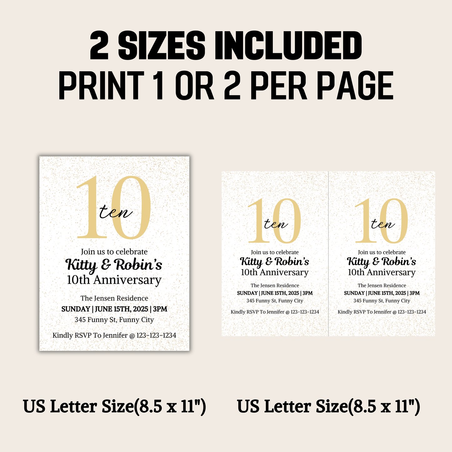 10th Anniversary Invitation | Editable 10th Anniversary Party Invite