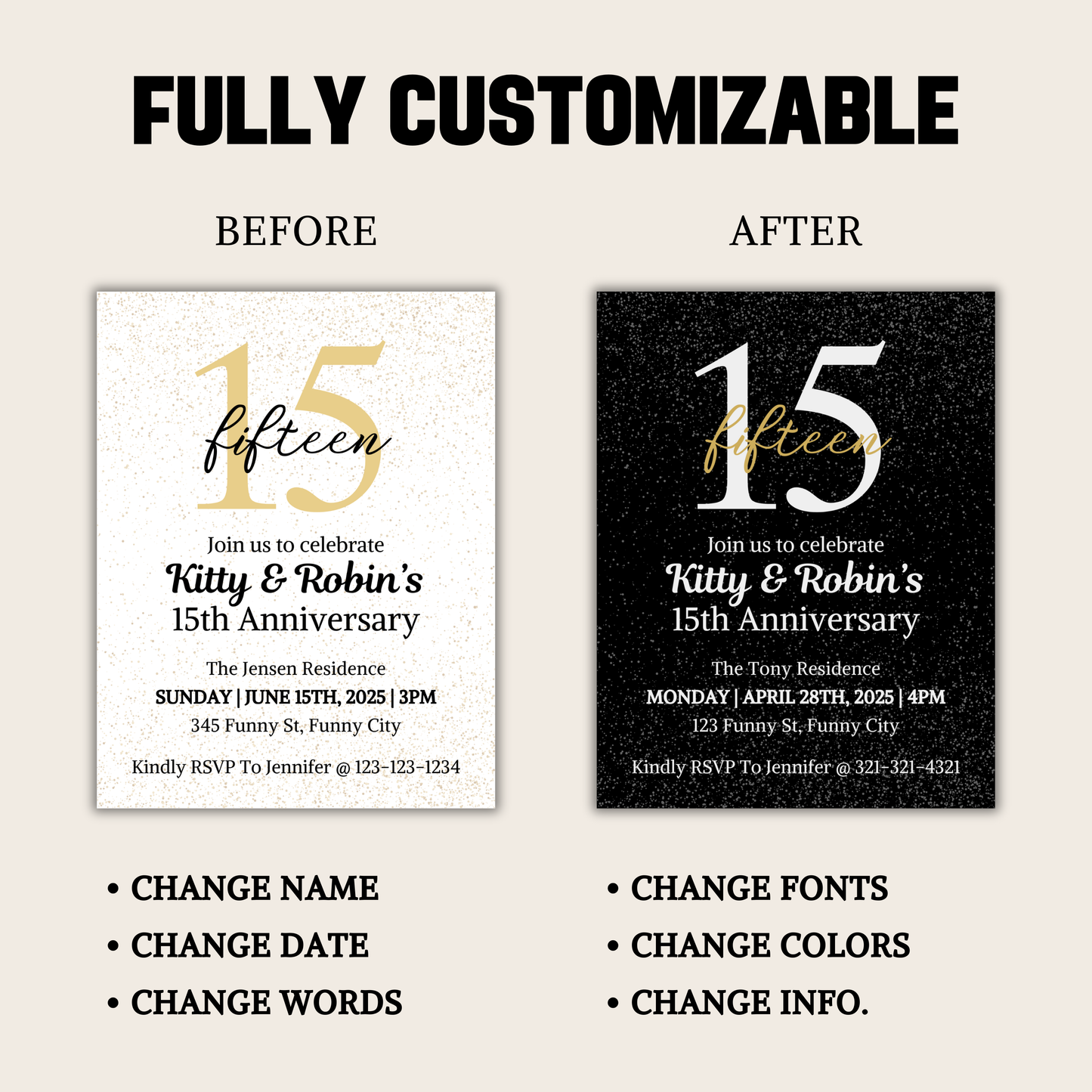 15th Anniversary Invitation | Editable 15th Anniversary Party Invite