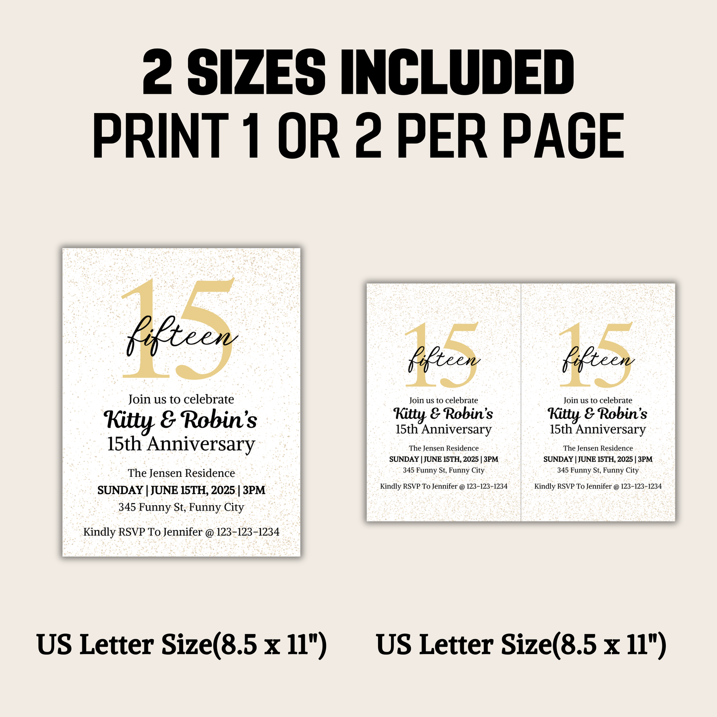 15th Anniversary Invitation | Editable 15th Anniversary Party Invite