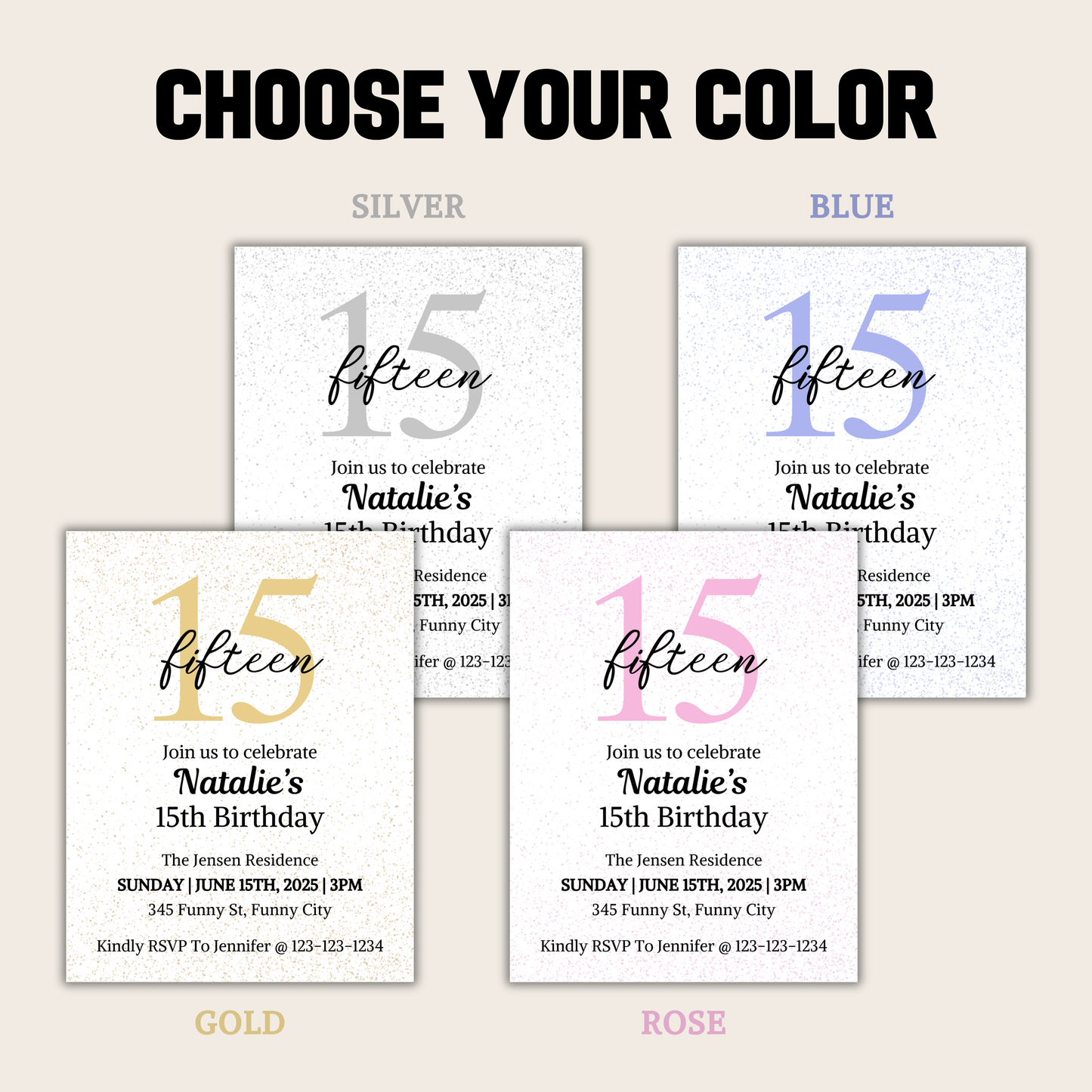 15th Birthday Invitation | Editable 15th Birthday Party Invite