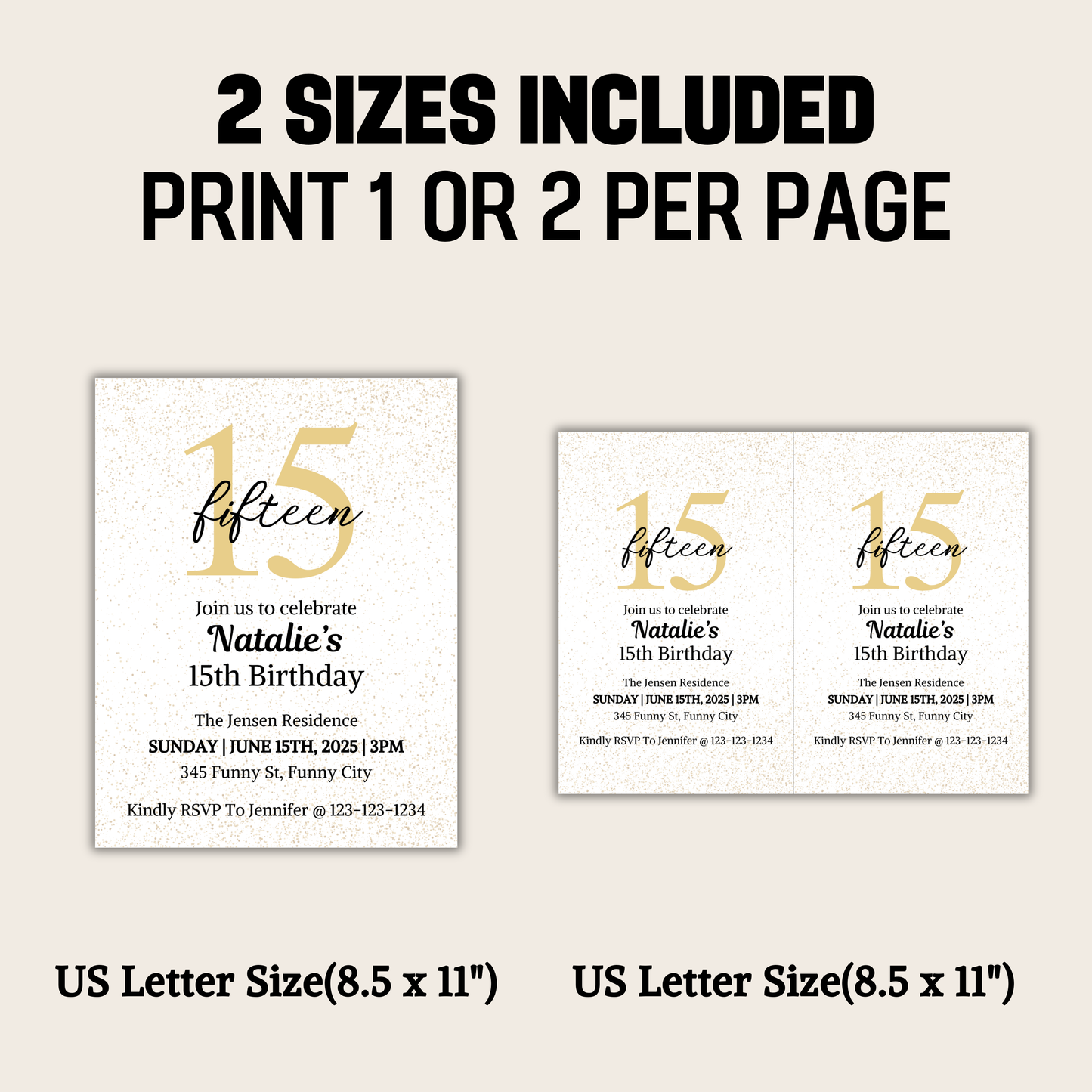 15th Birthday Invitation | Editable 15th Birthday Party Invite