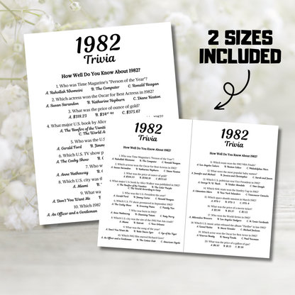 1982 Trivia Game | Printable 44th Birthday Party Game