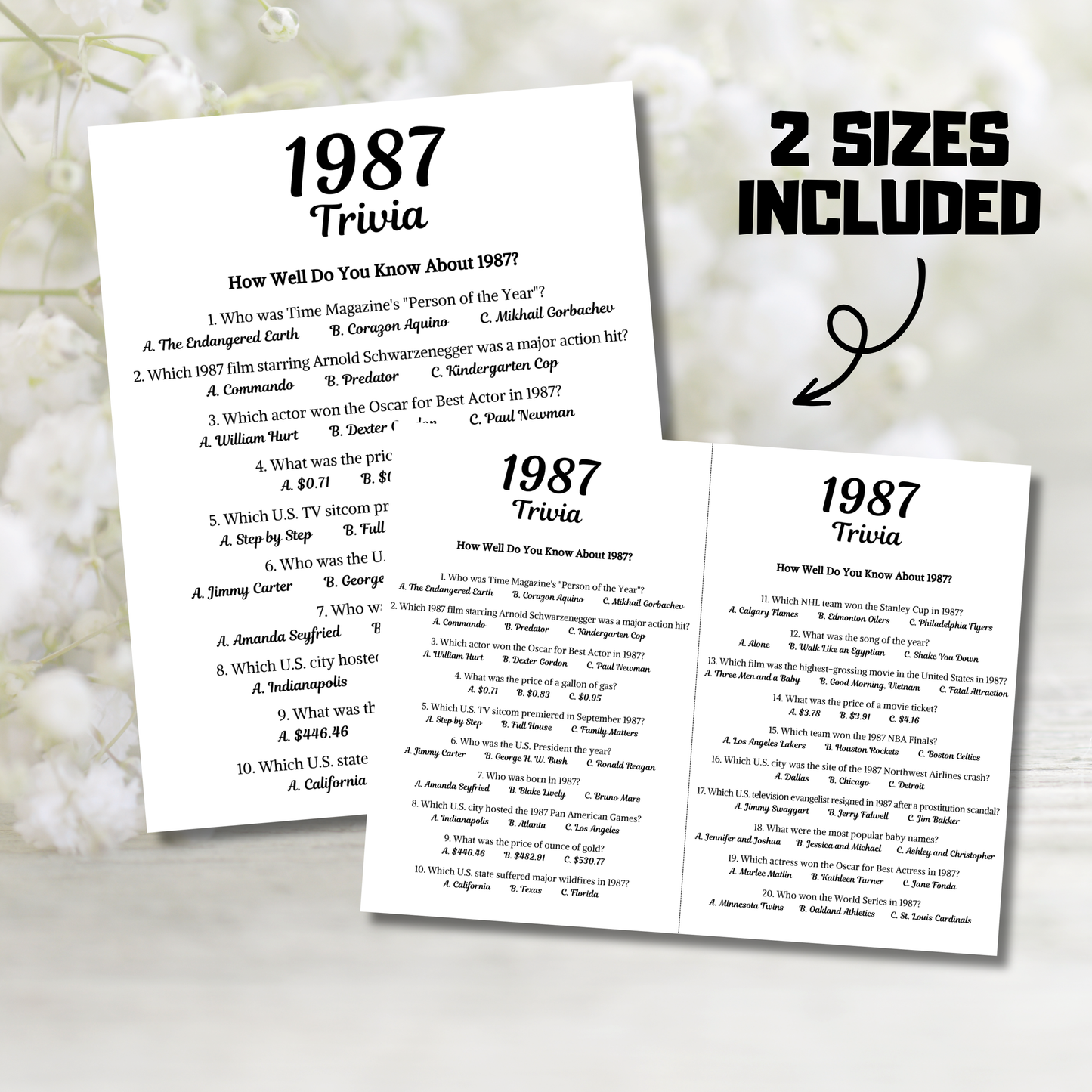 1987 Trivia Game | Printable 39th Birthday Party Game