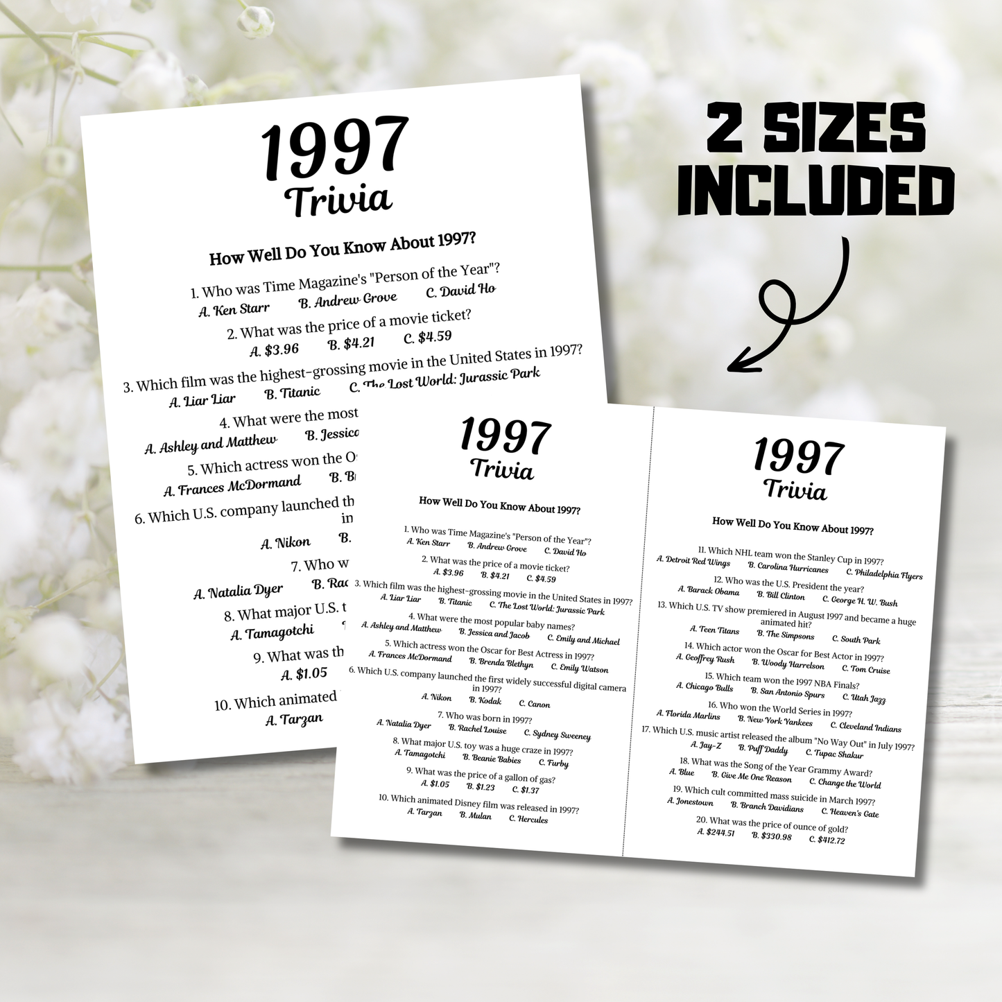 1997 Trivia Game | Printable 29th Birthday Party Game