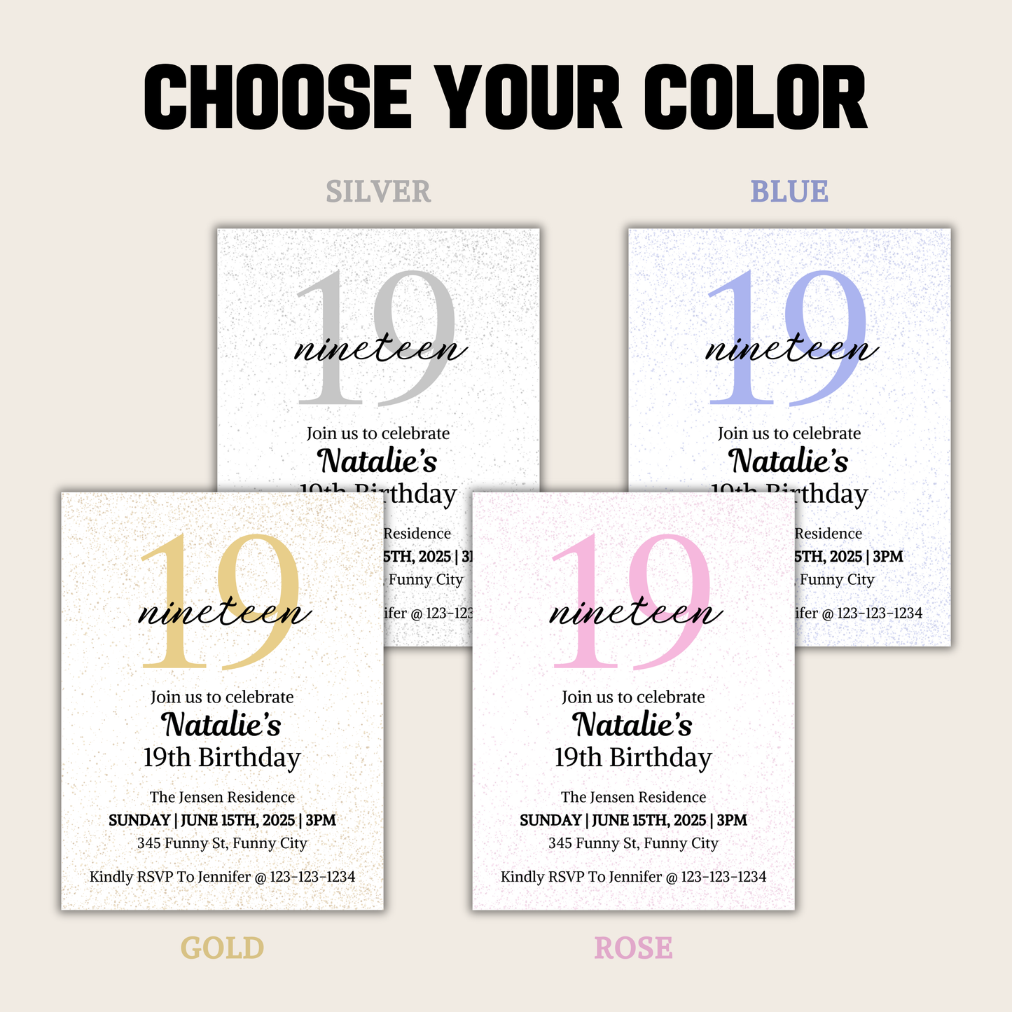 19th Birthday Invitation | Editable 19th Birthday Party Invite