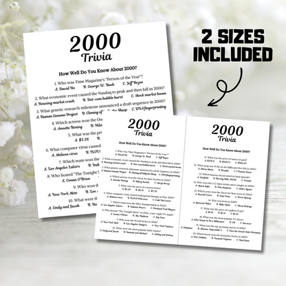 2000 Trivia Game | Printable 25th Birthday Party Game