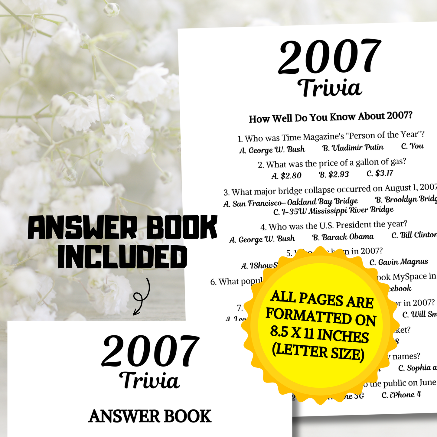 2007 Trivia Game | Printable 19th Birthday Party Game