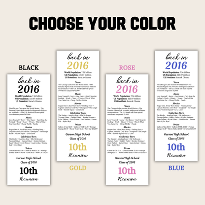 2016 Class Reunion Table Cards | Editable 10th Class Reunion Place Cards