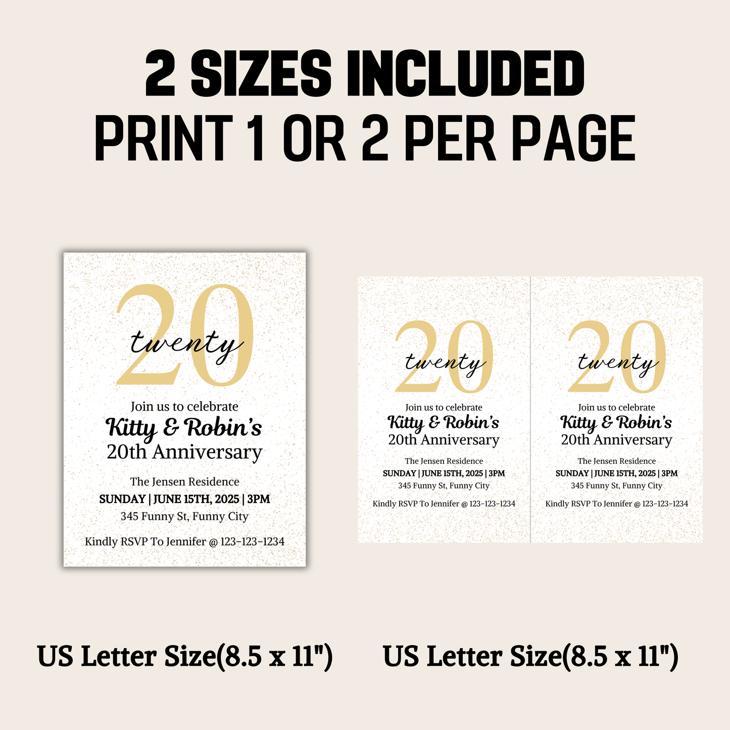 20th Anniversary Invitation | Editable 20th Anniversary Party Invite