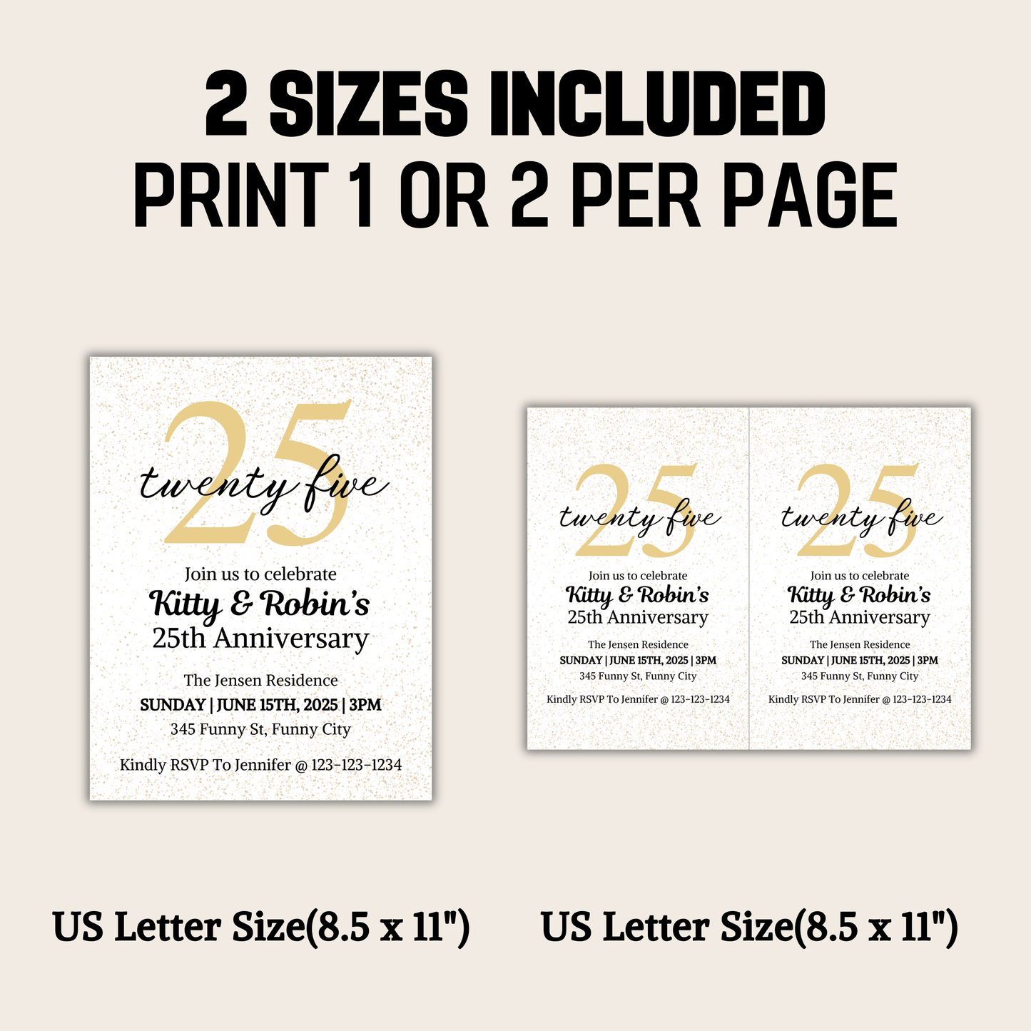 25th Anniversary Invitation | Editable 25th Anniversary Party Invite