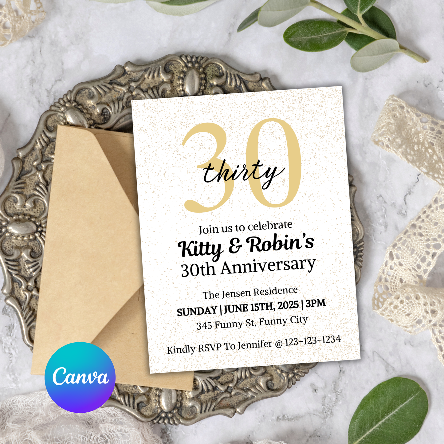 30th Anniversary Invitation | Editable 30th Anniversary Party Invite