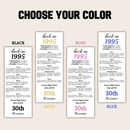 30th Class Reunion Table Cards | Editable 30th Class Reunion Place Cards