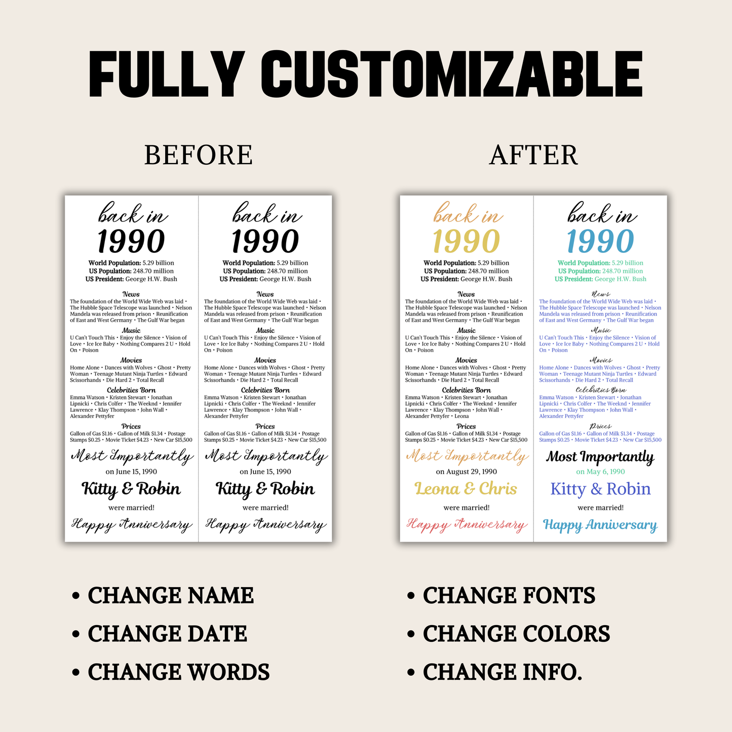 35th Anniversary Table Cards | Editable 35th Anniversary Place Cards