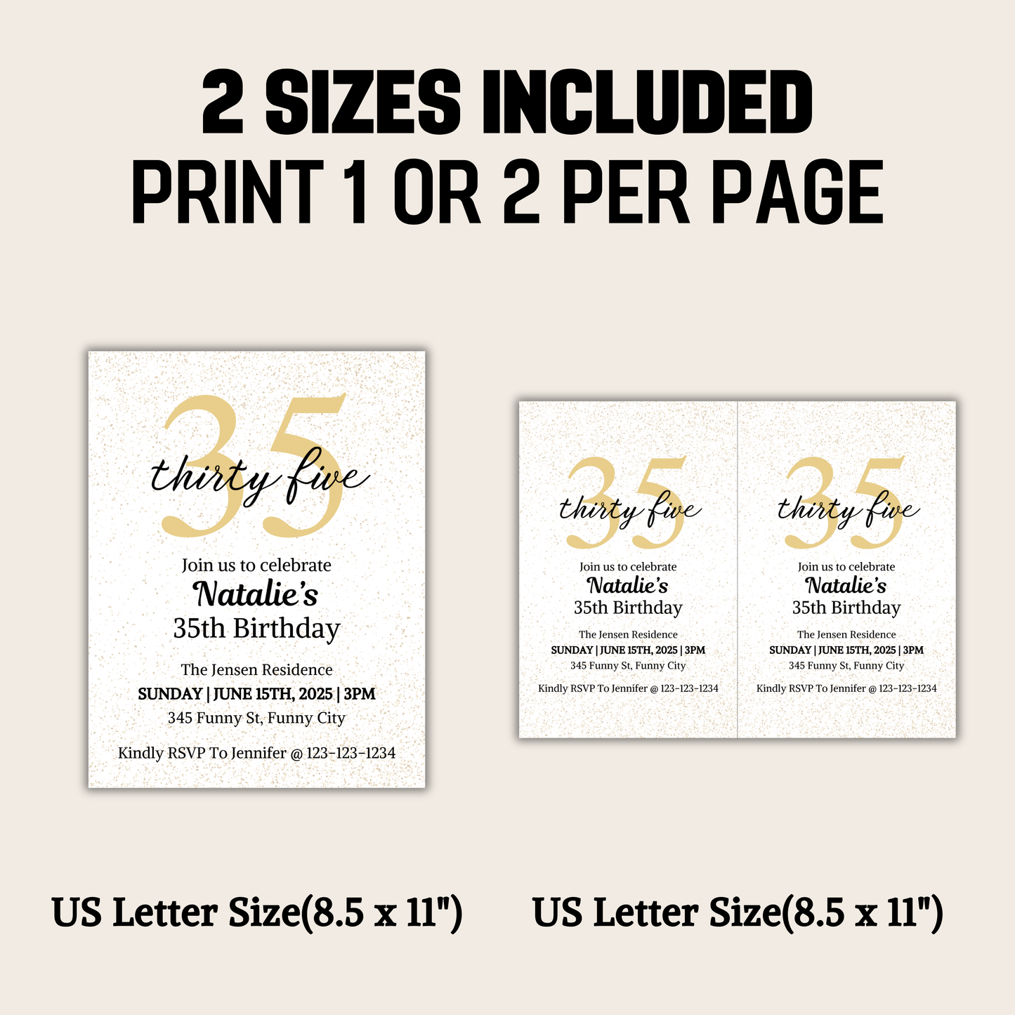 35th Birthday Invitation | Editable 35th Birthday Party Invite