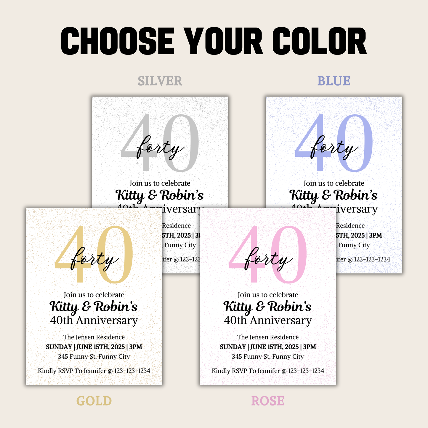 40th Anniversary Invitation | Editable 40th Anniversary Party Invite