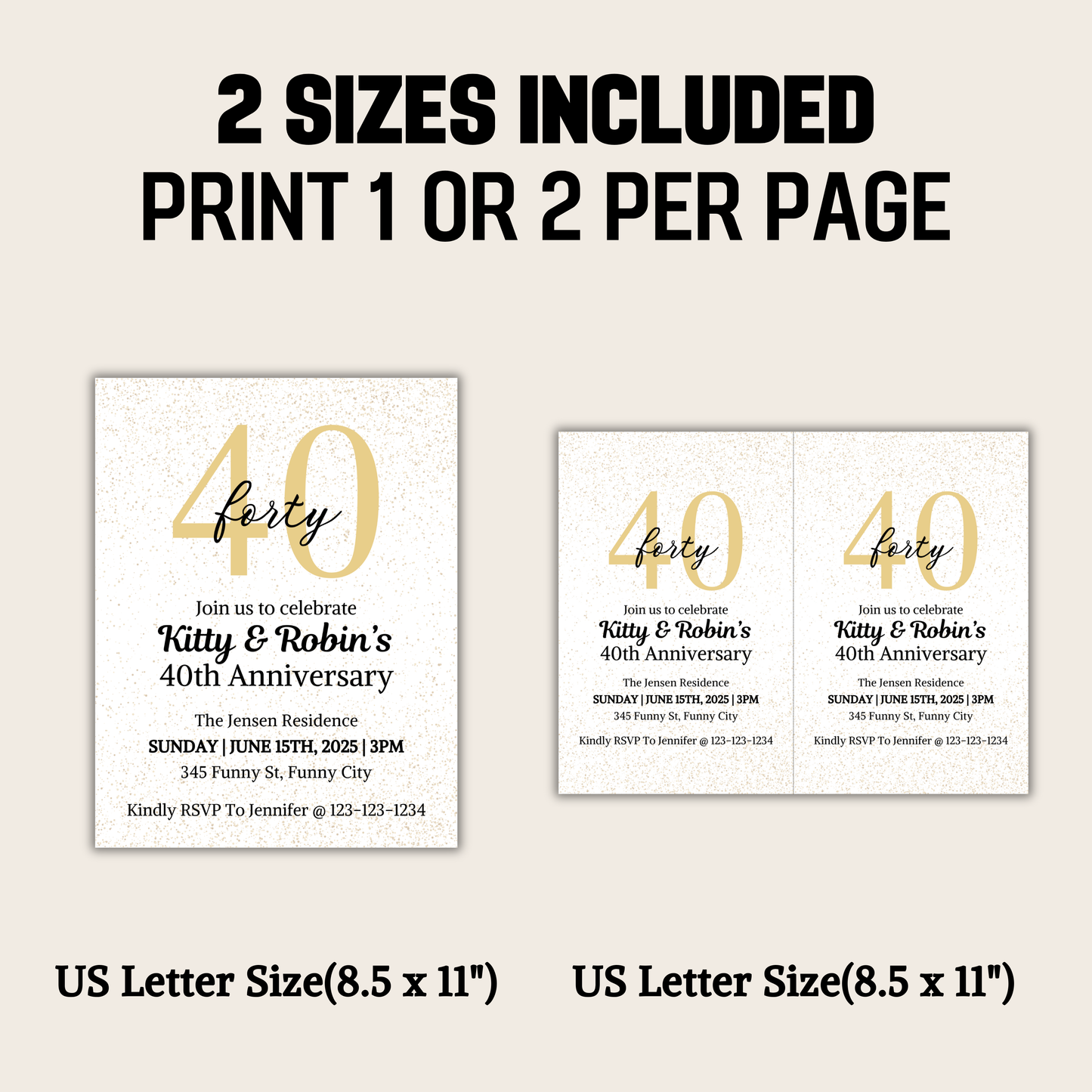 40th Anniversary Invitation | Editable 40th Anniversary Party Invite