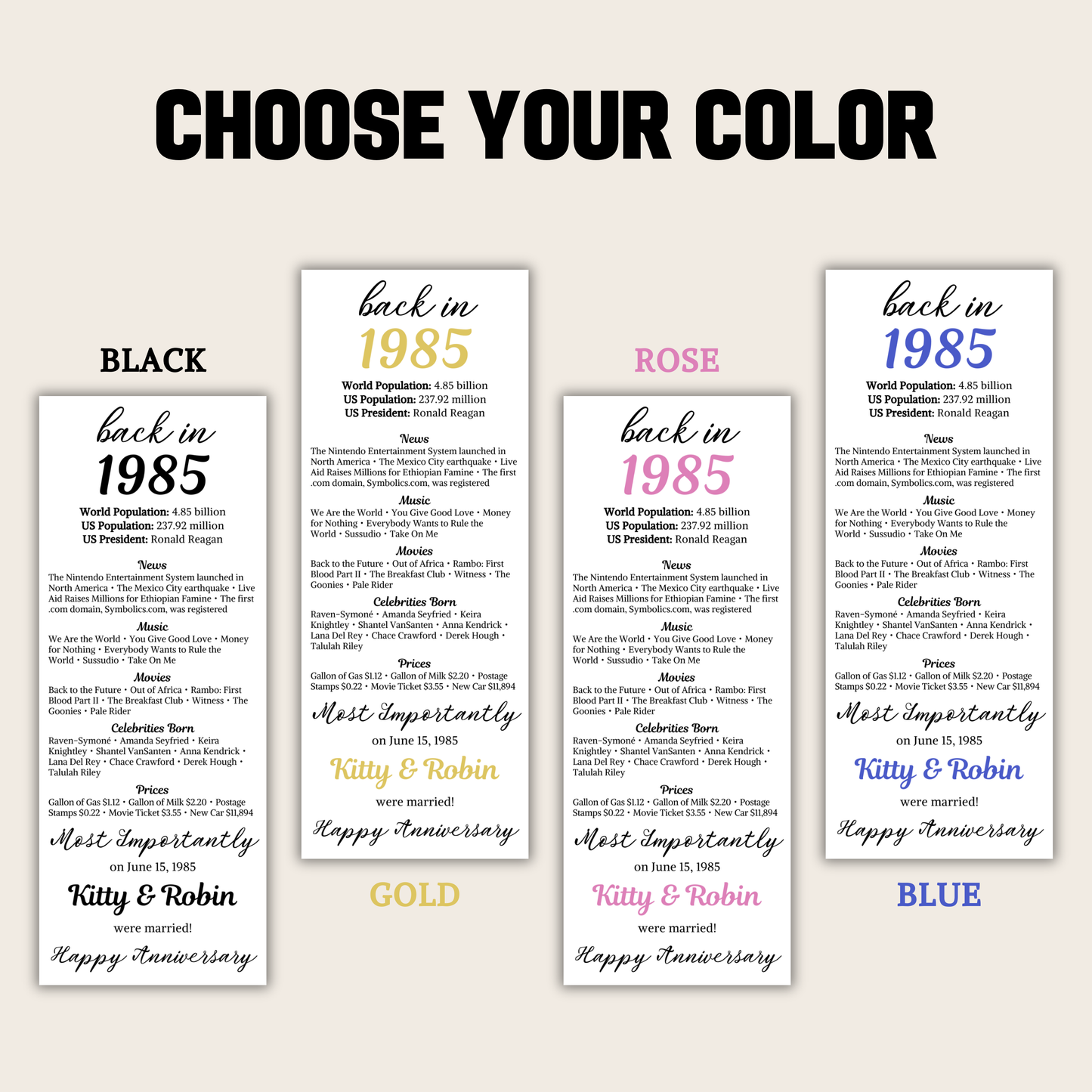 40th Anniversary Table Cards | Editable 40th Anniversary Place Cards