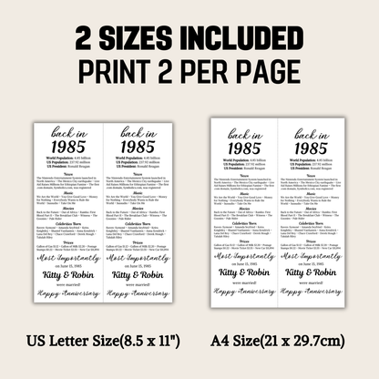 40th Anniversary Table Cards | Editable 40th Anniversary Place Cards