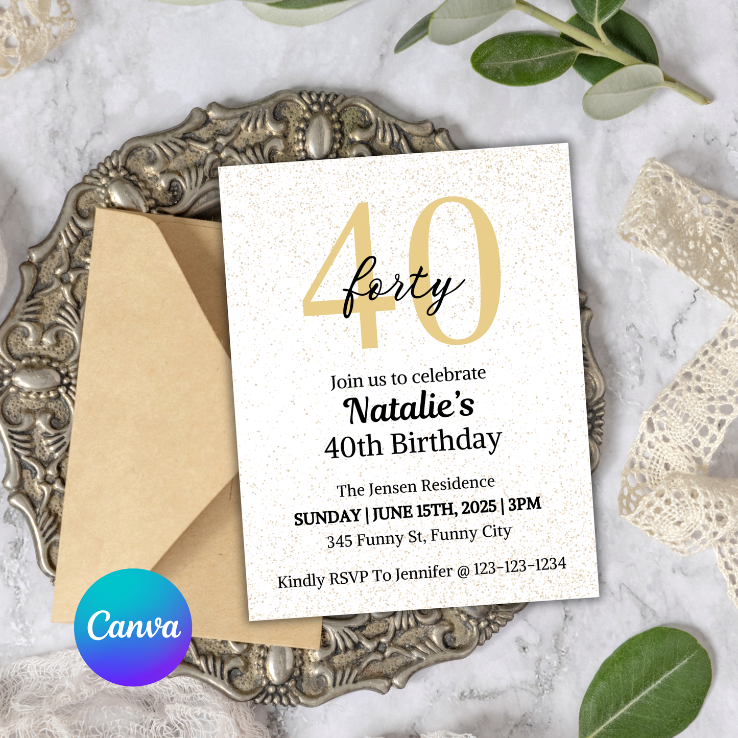 40th Birthday Invitation | Editable 40th Birthday Party Invite