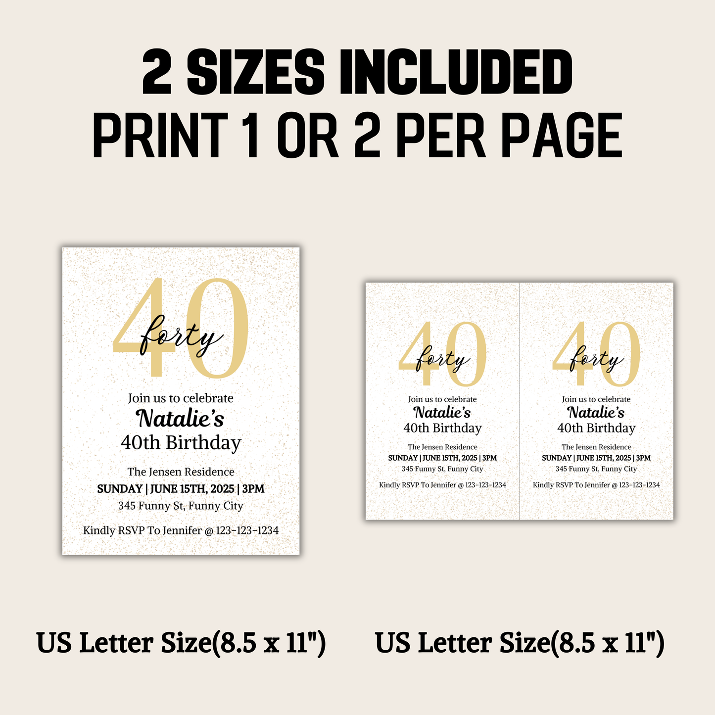 40th Birthday Invitation | Editable 40th Birthday Party Invite