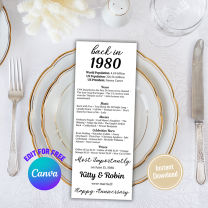 45th Anniversary Table Cards | Editable 45th Anniversary Place Cards