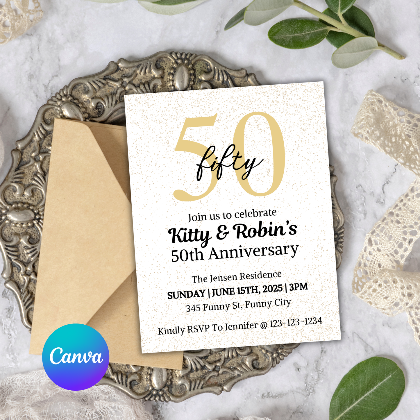 50th Anniversary Invitation | Editable 50th Anniversary Party Invite