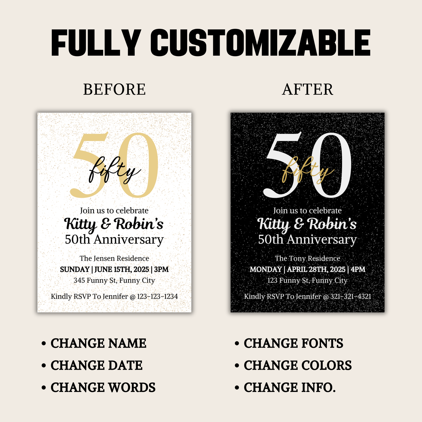 50th Anniversary Invitation | Editable 50th Anniversary Party Invite