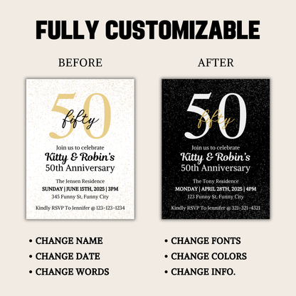 50th Anniversary Invitation | Editable 50th Anniversary Party Invite