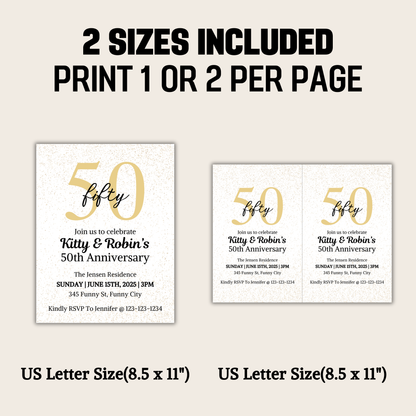 50th Anniversary Invitation | Editable 50th Anniversary Party Invite