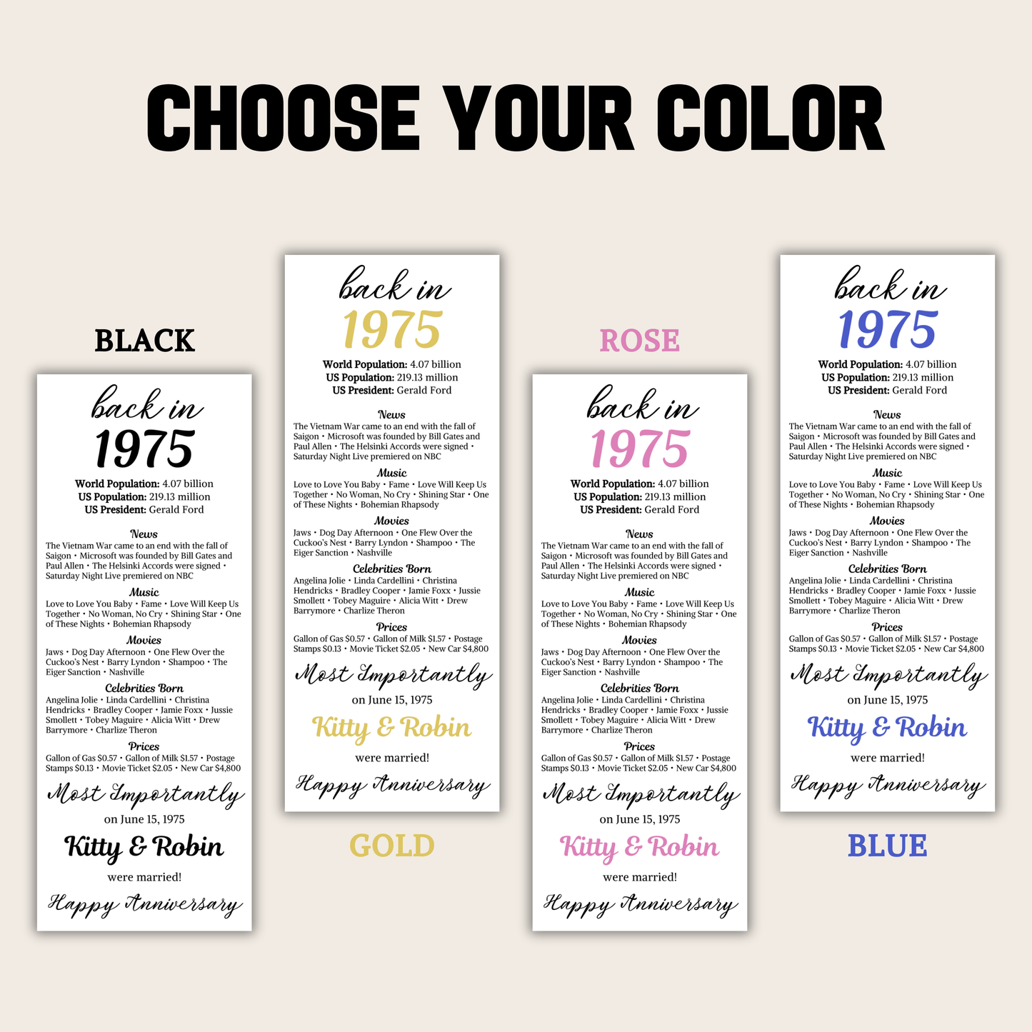 50th Anniversary Table Cards | Editable 50th Anniversary Place Cards