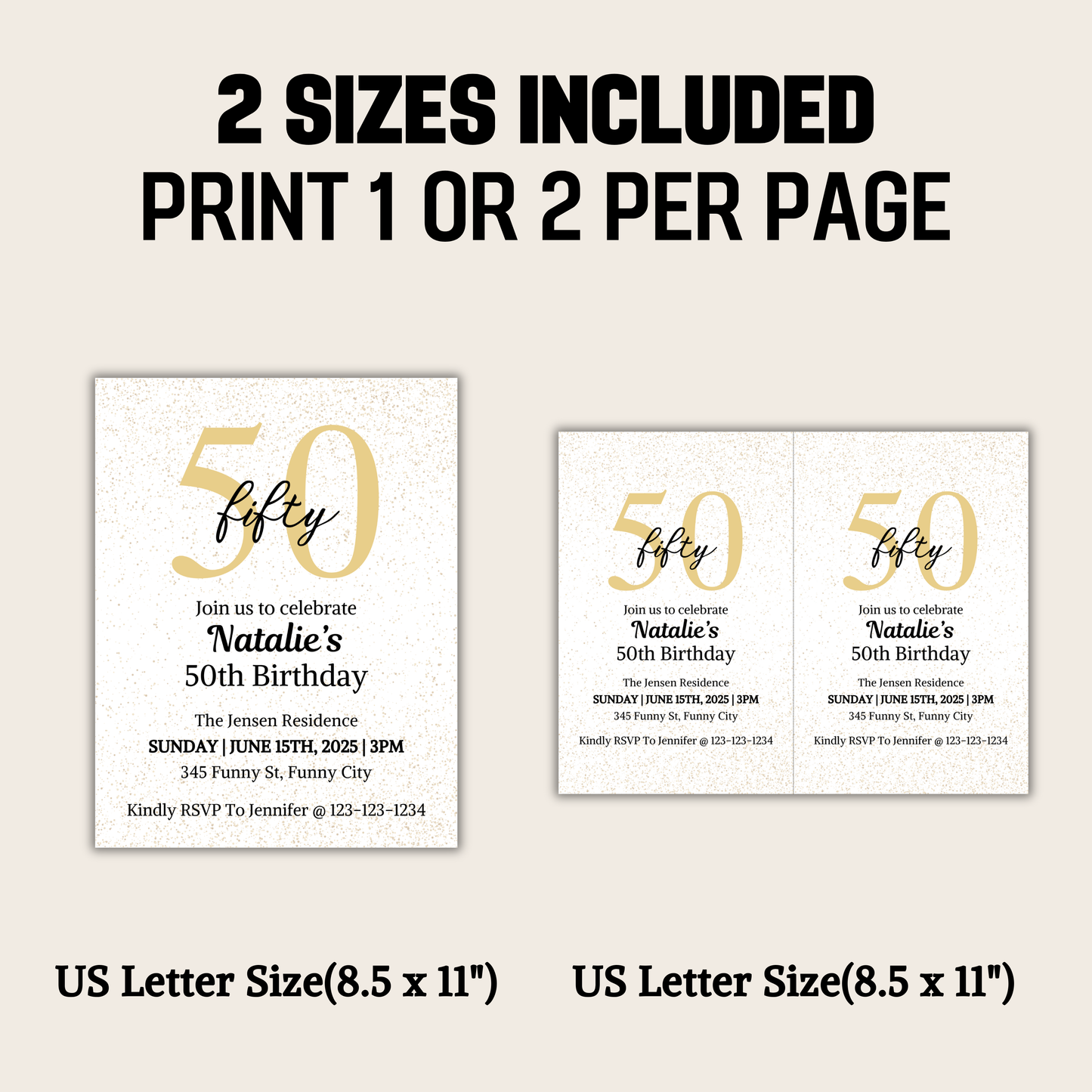 50th Birthday Invitation | Editable 50th Birthday Party Invite