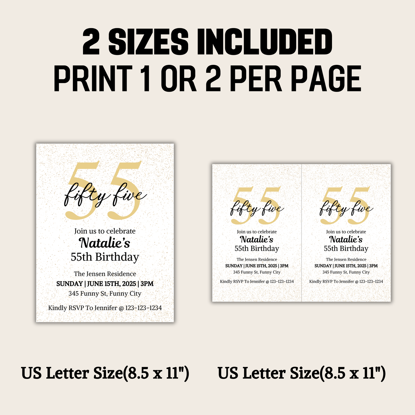 55th Birthday Invitation | Editable 55th Birthday Party Invite