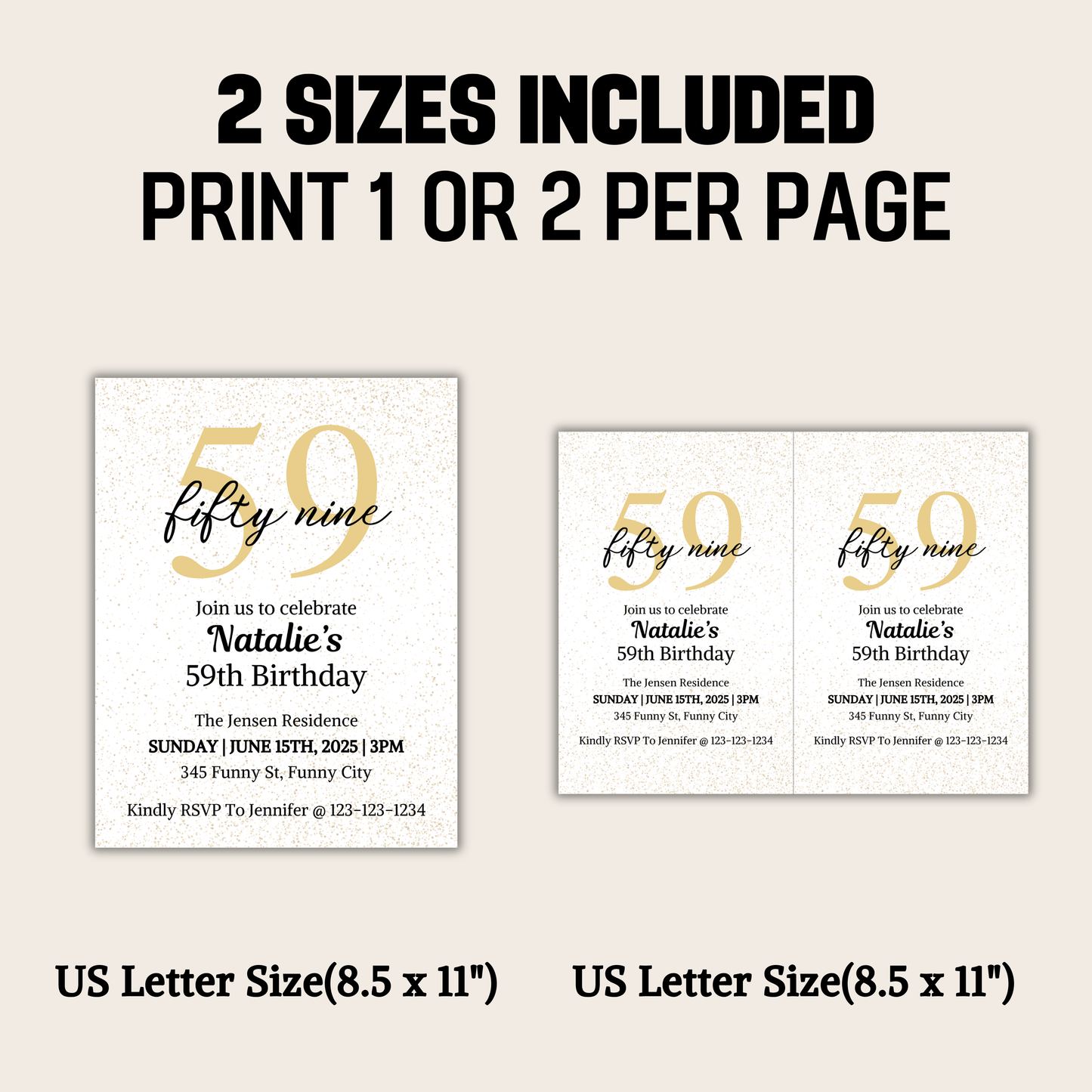 59th Birthday Invitation | Editable 59th Birthday Party Invite