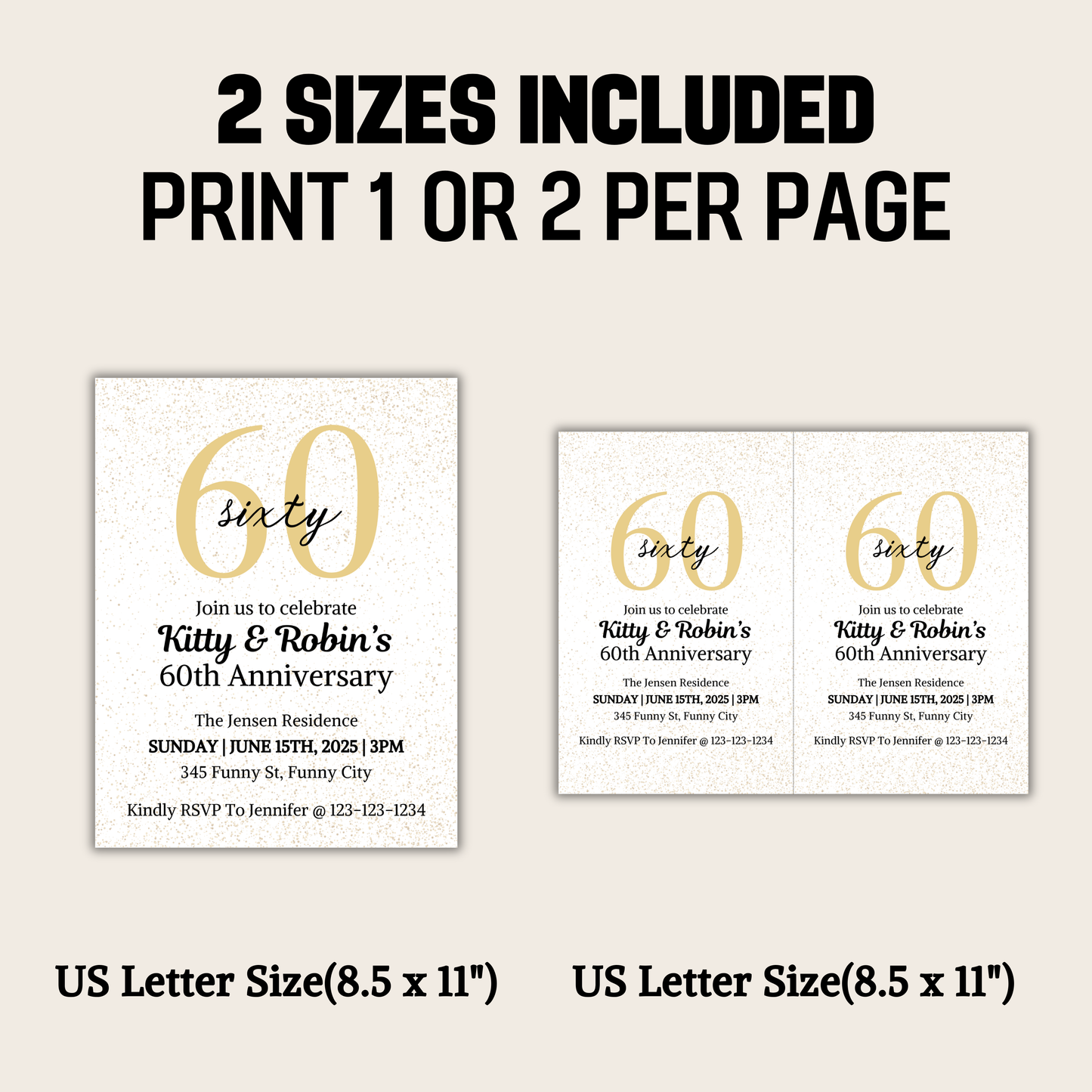 60th Anniversary Invitation | Editable 60th Anniversary Party Invite