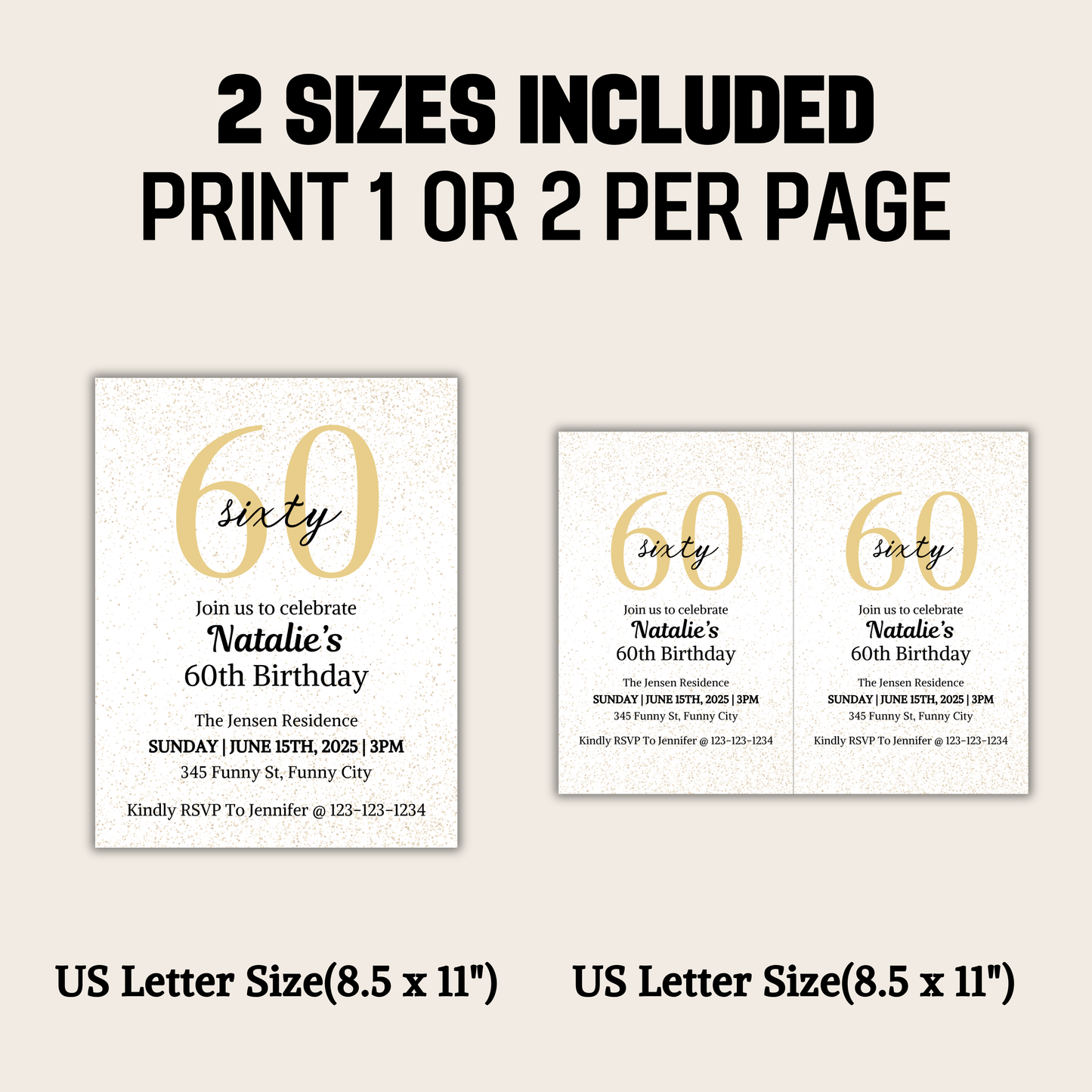 60th Birthday Invitation | Editable 60th Birthday Party Invite