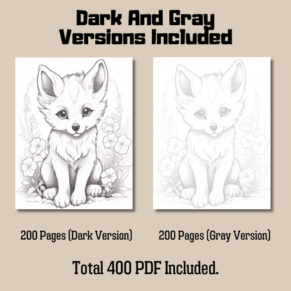 Adorable Baby Animal Coloring Book Bundle 1: Baby Animal Dark And Gray Versions Demo