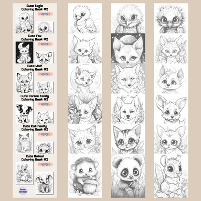 Adorable Baby Animal Coloring Book Bundle 2: Baby Animals 200 Pages Included